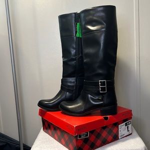 Arizona Jean Co. Denmark Black Faux Leather Boots with Buckles Size 6M